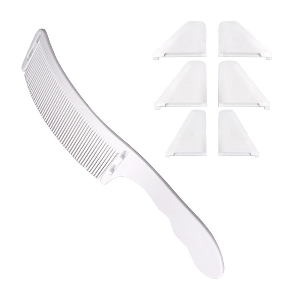 Unisex White Barber Comb Set With Ergonomic Curved Grip, Antistatic Fine Teeth For Professional Hair Cutting
