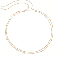 Gold Sequin Waist Beads, Metallic Adjustable Layered Body Chain Jewelry, Lightweight 10g Belly Chain for Women, 80 100cm Length Accessories 2 Pack
