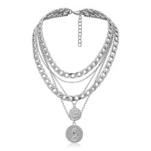 1 buc coliere aurii pentru femei, medalion retro cu monede, set de bijuterii boho, reglabil, placate delicat, stratificate, coliere cu pandantiv,