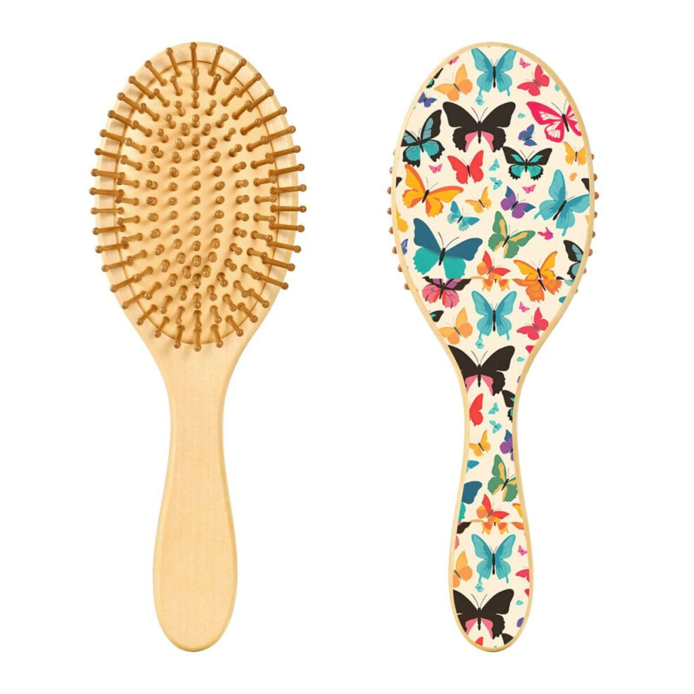 Detangling Hair Brush with Gentle Scalp Massage, Wooden Paddle Brush for All Hair Types