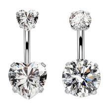 Set van 2, roestvrijstalen navelpiercings, 8 mm, huidvriendelijk, hypoallergeen en hoogglanzend, perfect voor een verjaardag of