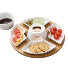 Chocolate Fondue Set Ceramic Serving Tray Dessert Platter-color
