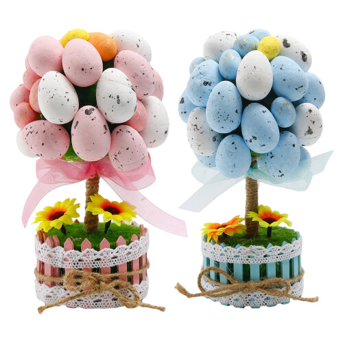Easter Eggs Simulated Foliages Ornament Perfect For-Pink 1