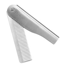 Folding Hairdressing Comb for Men, Stainless Steel Pocket Beard Styler with Fine Tooth Design