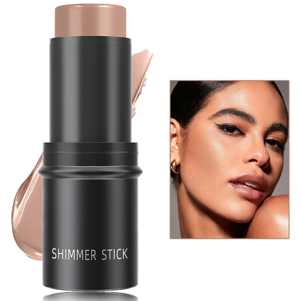 Cream Contour and Highlighter Stick 2 in 1 Waterproof Long Lasting Shimmer Makeup (#03)