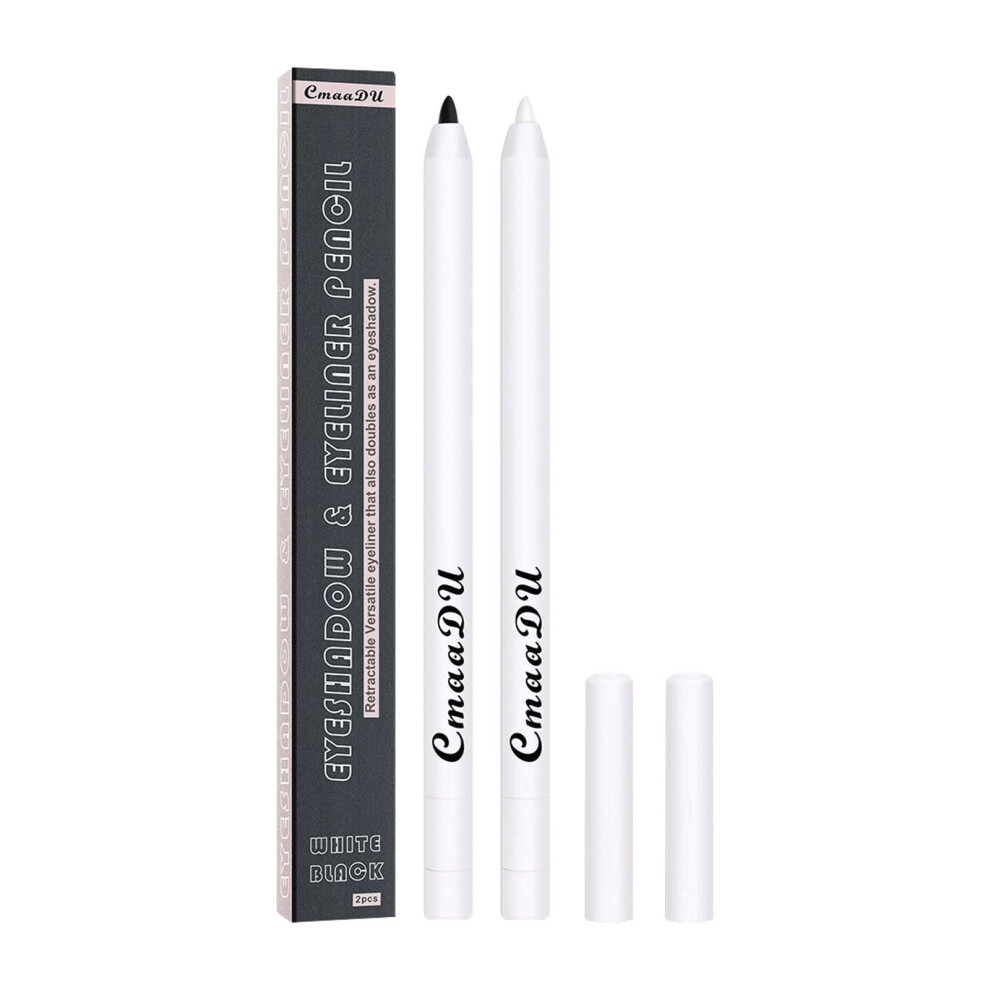 Long Lasting Waterproof Gel Eyeliner Stick, Dual Color Black and White Smudge Proof Pen