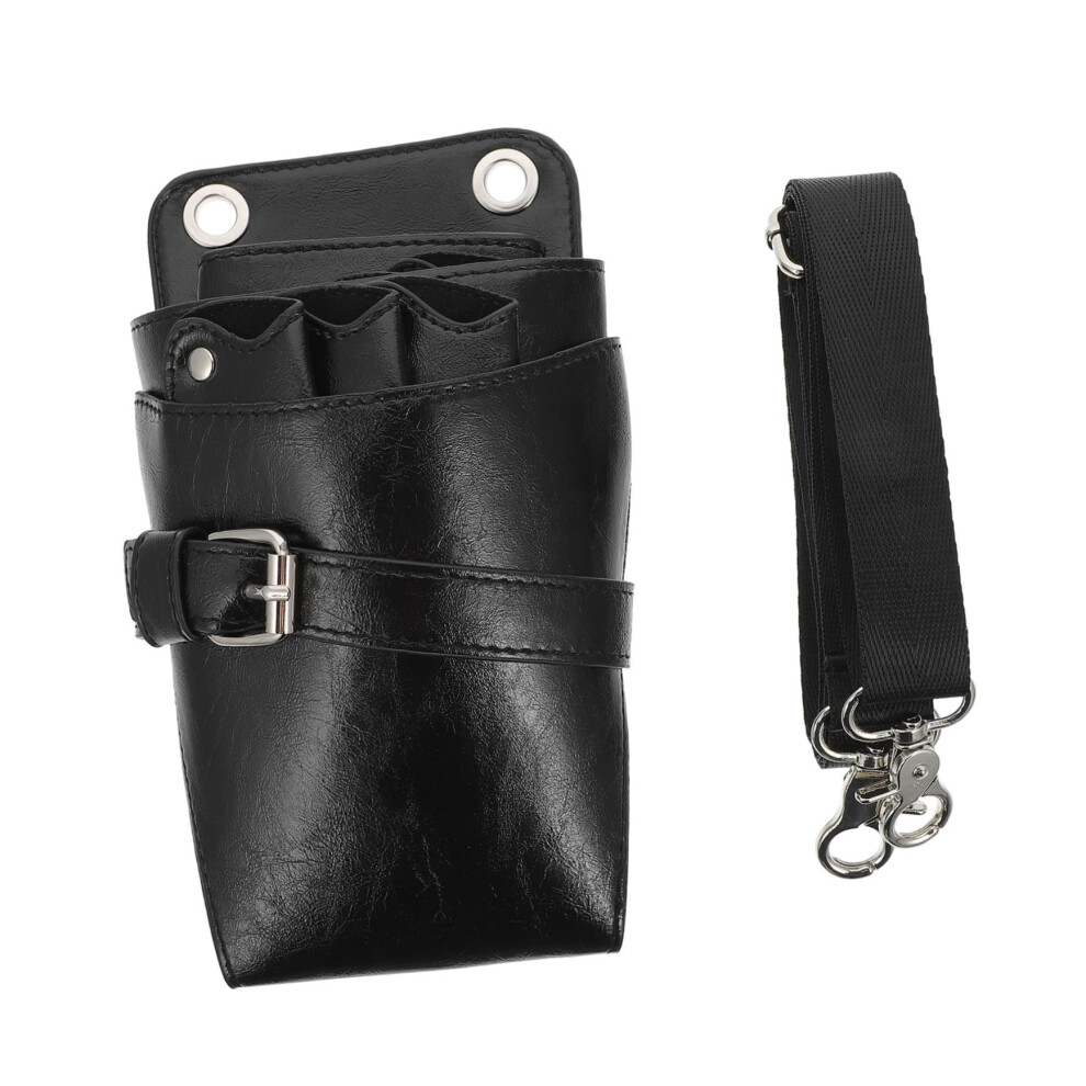 Leather Hairdressing Scissors Pouch Barber Tool Waist Bag With Multiple Compartments Organizer 9094768236727