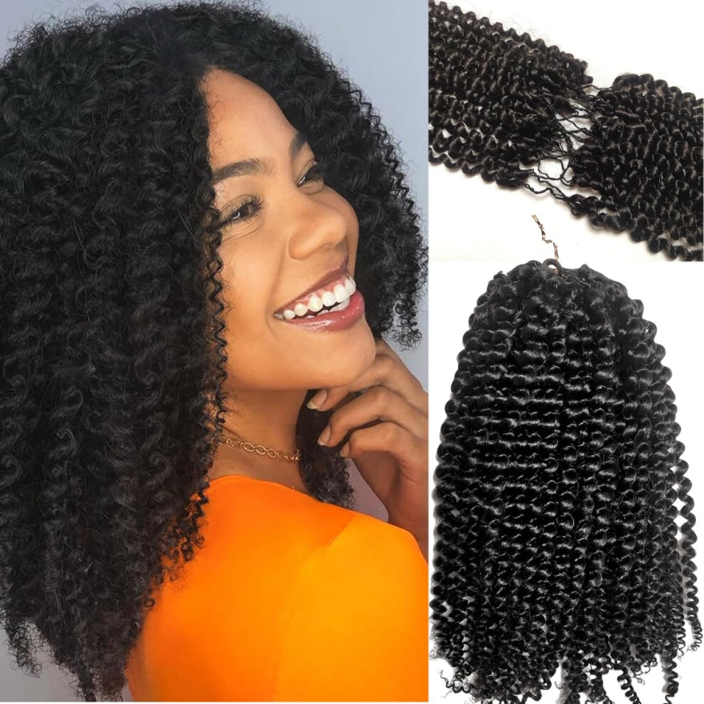 Unisex Black 20 Inch Human Hair Crochet Braids Kinky Curly Extensions Natural Knotless Lightweight