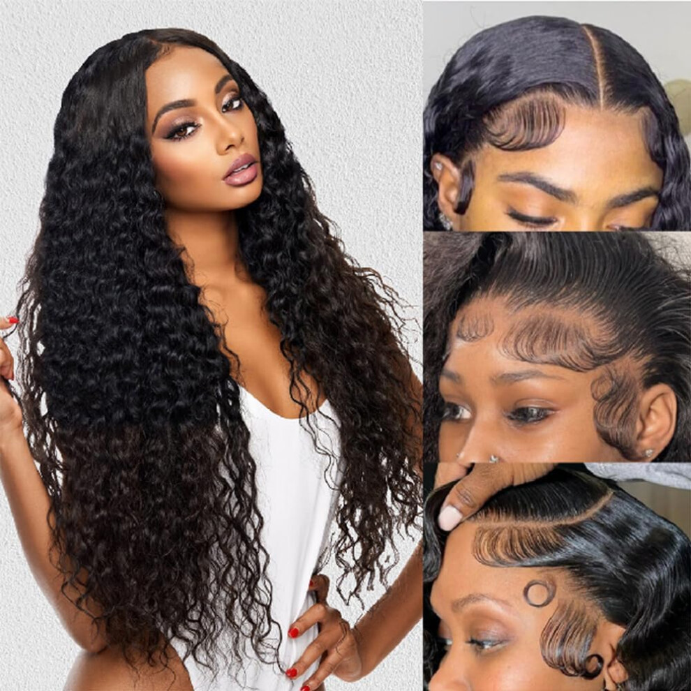 Unisex Curly Lace Front Wig Human Hair Deep Curly 13X4 Hd Pre Plucked Glueless 200 Density 38Inch