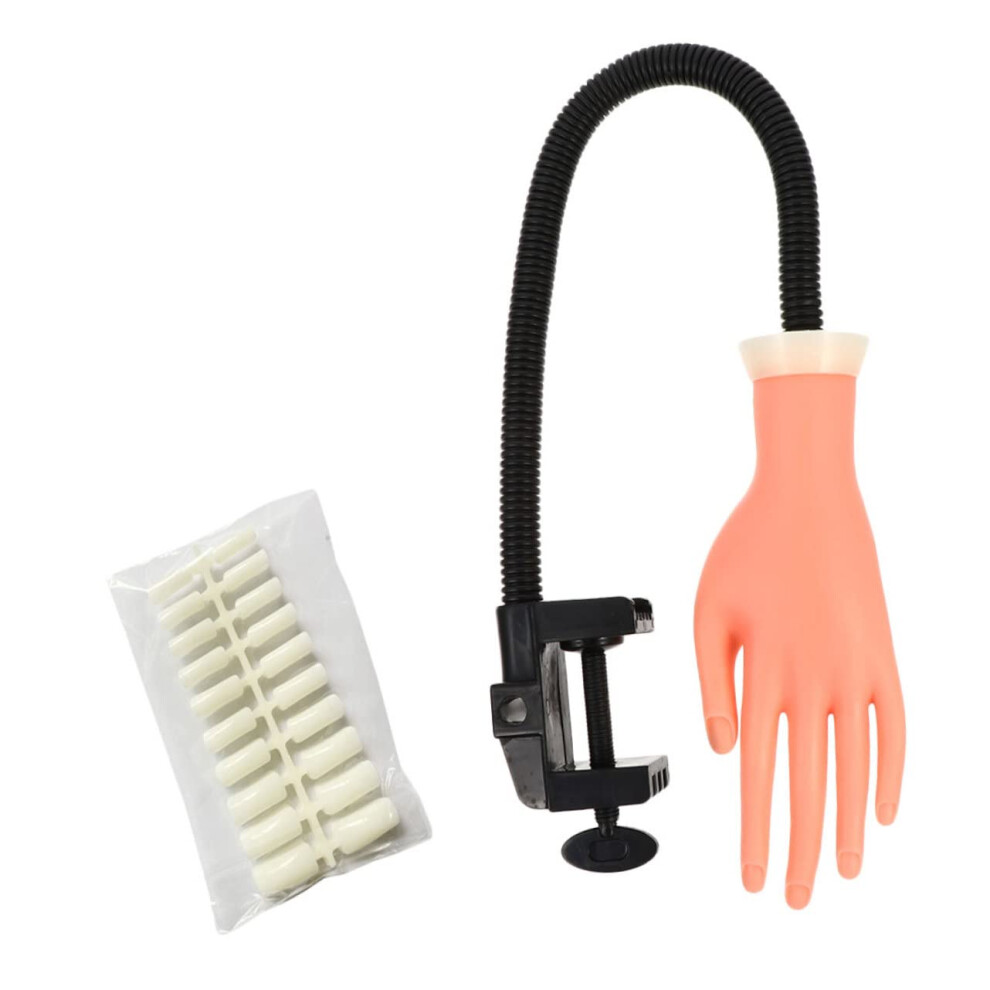 Nail Practice Hand Flexible Silicone Realistic Manicure Training Hand Model with Reusable Tips