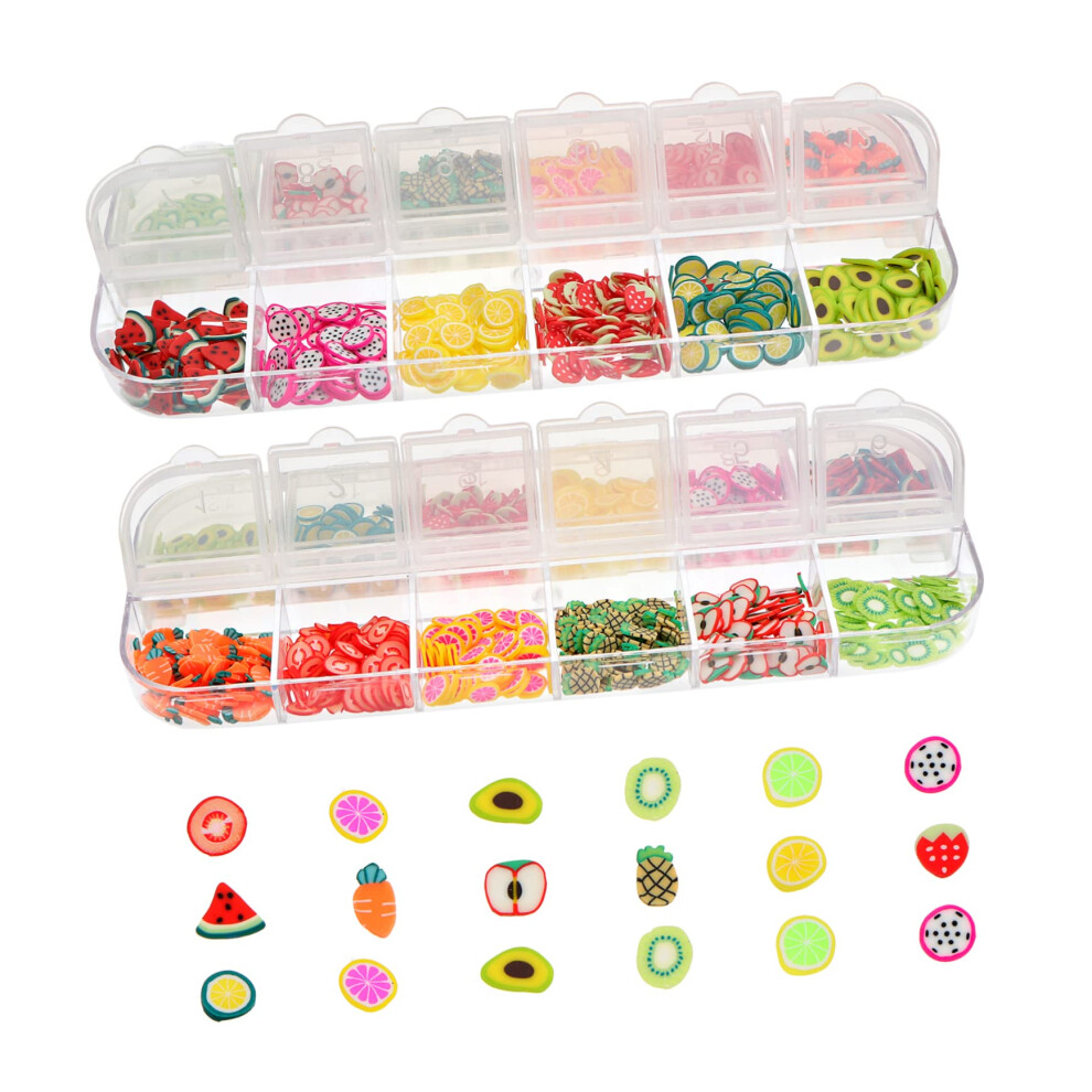 MultiStyle Fruit Polymer Clay Nail Art Decorations with Glitter Sequins for DIY Manicure