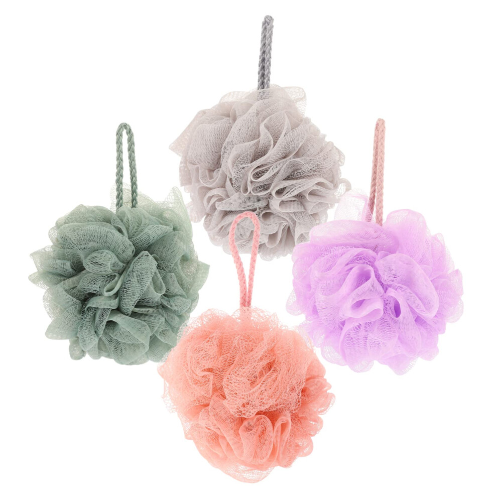 4pcs Bath Sponge with Lanyard for Gentle Exfoliation and Quick Dry Shower Loofah