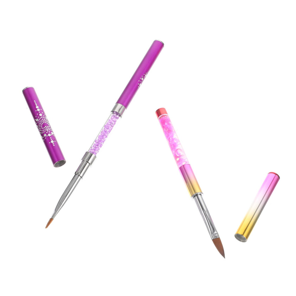 2pcs Nail Art Drawing Pen and Brush Set for Precision Detailing in Salon or Home Manicure