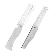 2pcs Stainless Steel Folding Beard Comb Set for Men Mustache Grooming Travel Size