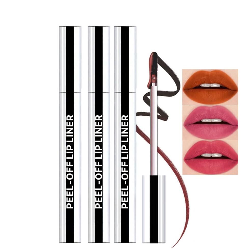 Peel Off Lip Stain and Waterproof Lip Liner Set, LongLasting SmudgeProof 3 Matte Shades