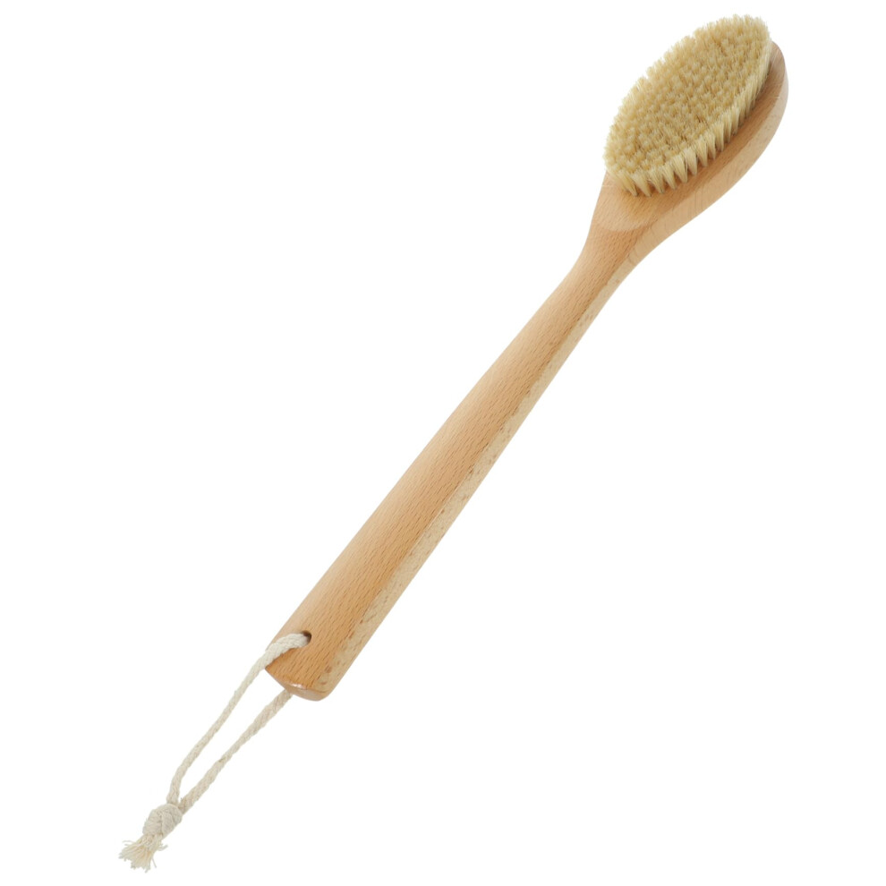 Back Scrubber with Long Wooden Handle Natural Bristle Bath Brush for Gentle Exfoliation and Circulation