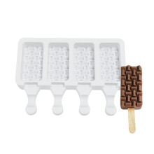 Silicone Popsicle Mold 4 Cell Reusable Easy Release Ice Cream Molds for DIY Frozen Treats