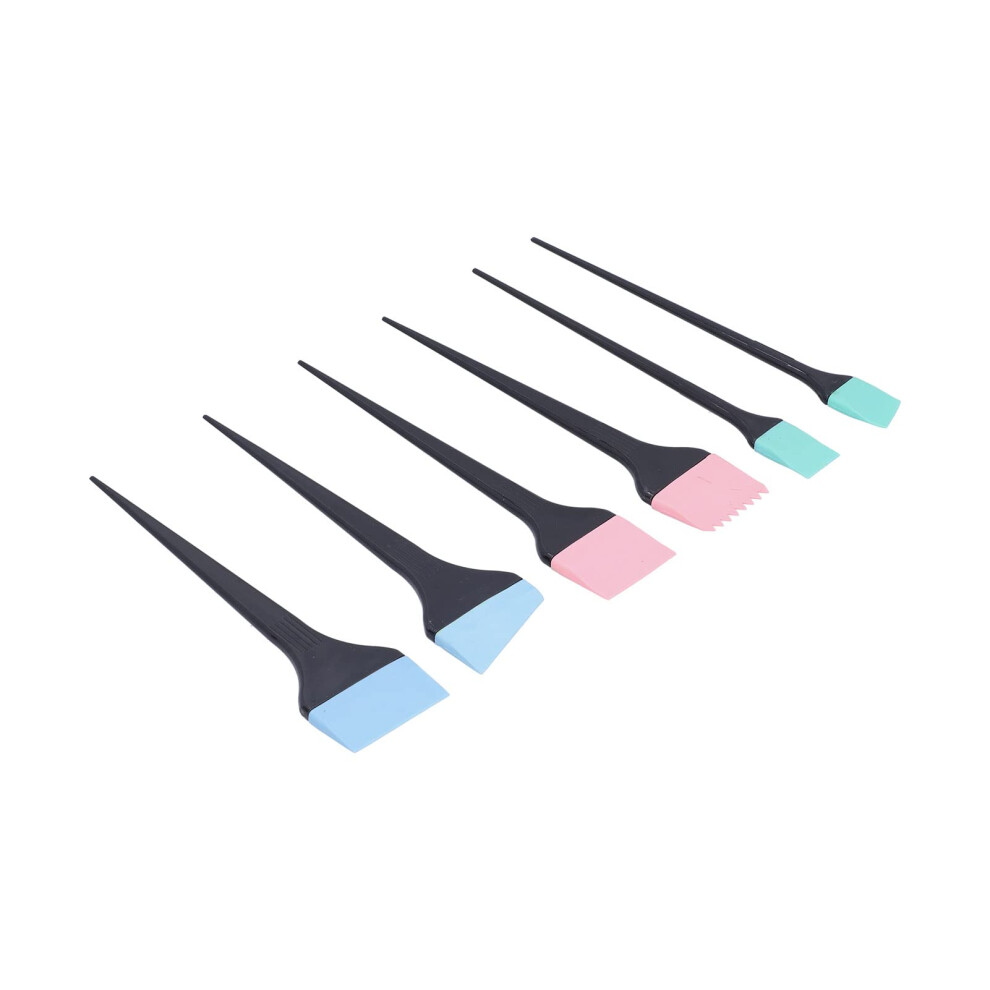 6pcs Silicone Hair Dye Brush Set with Ergonomic Long Handles for Precise Coloring at Home and Salon