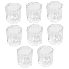 8pcs Nail Art Glass Cups for Manicure Liquid Mixing and Brush Cleaning Durable Salon Supplies