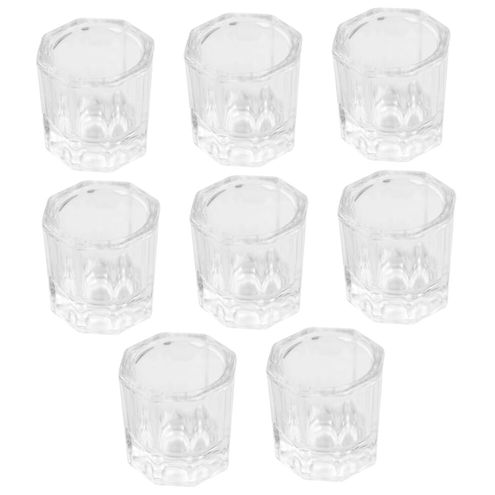 8pcs Nail Art Glass Cups for Manicure Liquid Mixing and Brush Cleaning Durable Salon Supplies