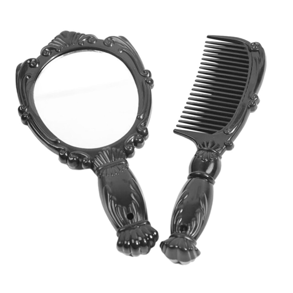 Vintage Mirror and Comb Set for Women, 2 in 1 DoubleSided Makeup Mirror with Hairdressing Comb