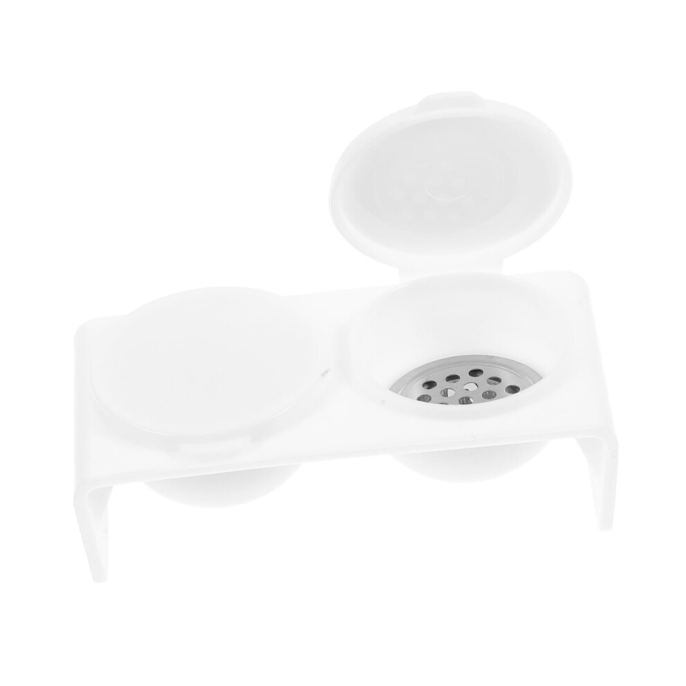White Nail Art Dappen Dish Dual Cup With Lid Acrylic Soaking Bowl For Monomer And Brush Cleaning