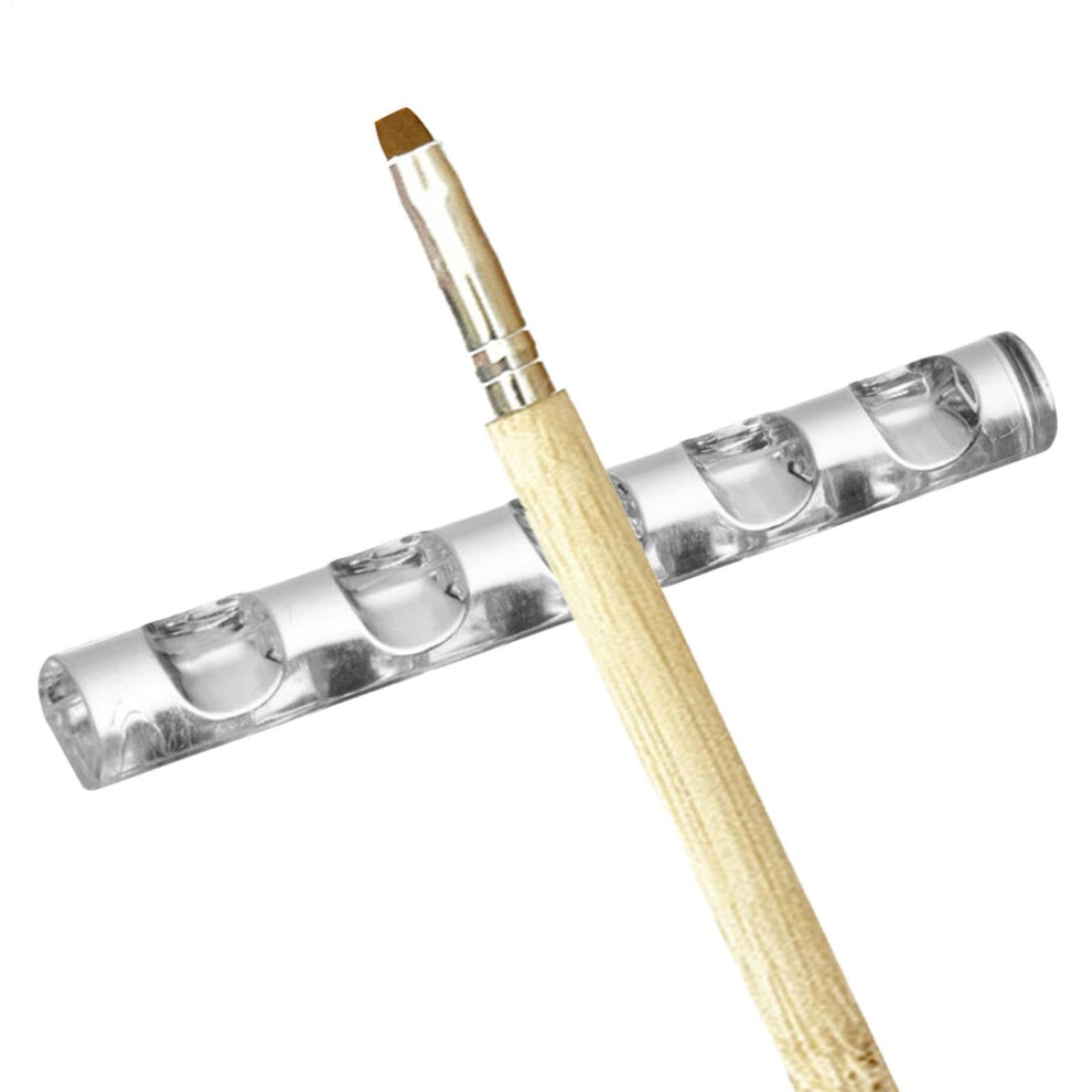 Clear Acrylic Nail Art Brush Holder Stand with 5 Slots for Manicure Tools and Easy Clean Surface