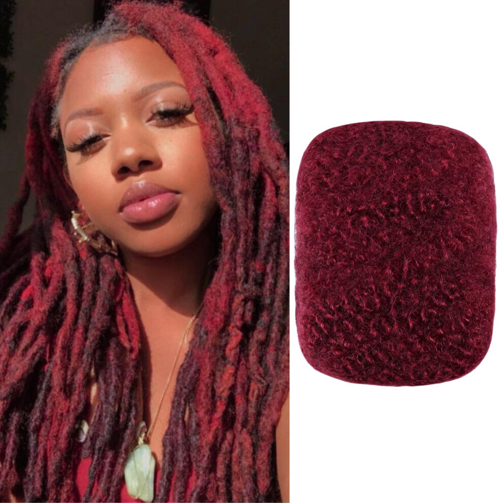 Unisex Red Afro Kinky Human Hair 8 Inch 99J Burgundy Curly Extensions For Locs Dreadlocks And Braiding