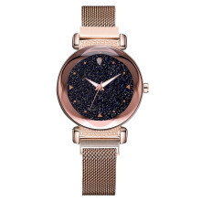 Dame stilig armbåndsur analog kvartsurverk mineralglass ripebestandig justerbar rustfritt stål nettingrem elegant roségullklokke perfekt