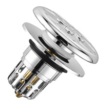 Bathroom Sink Drain Stopper Push Type Silver Finish Universal Fit AntiClogging Strainer For Wash Basins