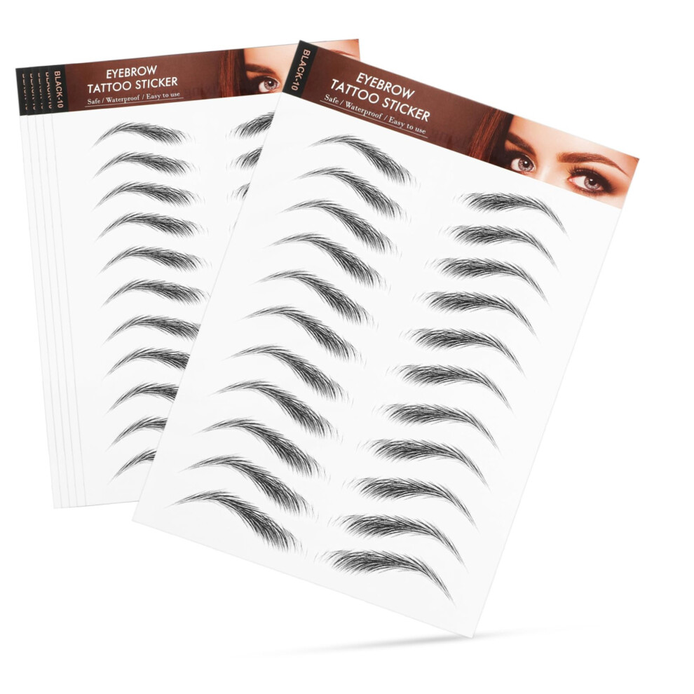 Realistic Hairlike Eyebrow Stickers for Women, Temporary Eyebrow Tattoos, 6 Sheets LongLasting Wear