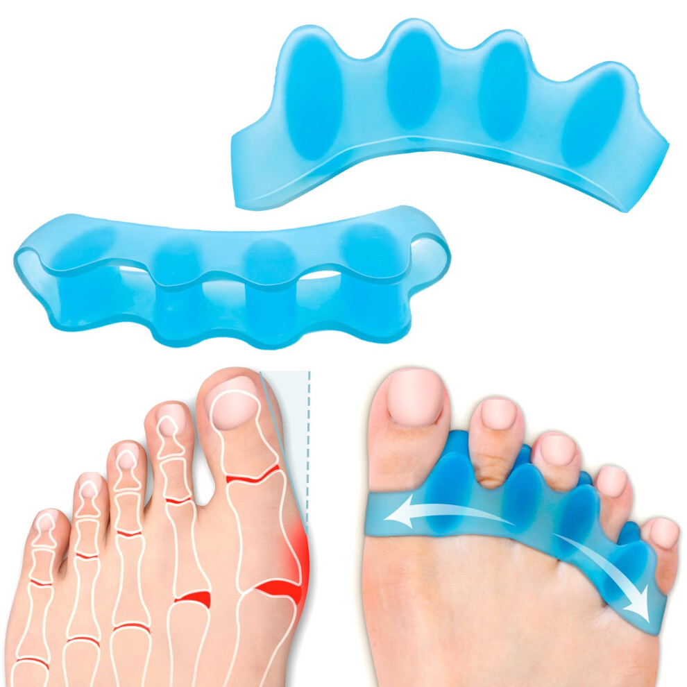 Toe Separators for Bunions and Overlapping Toes, Gel Toe Spacers with Soft Silicone Cushioning