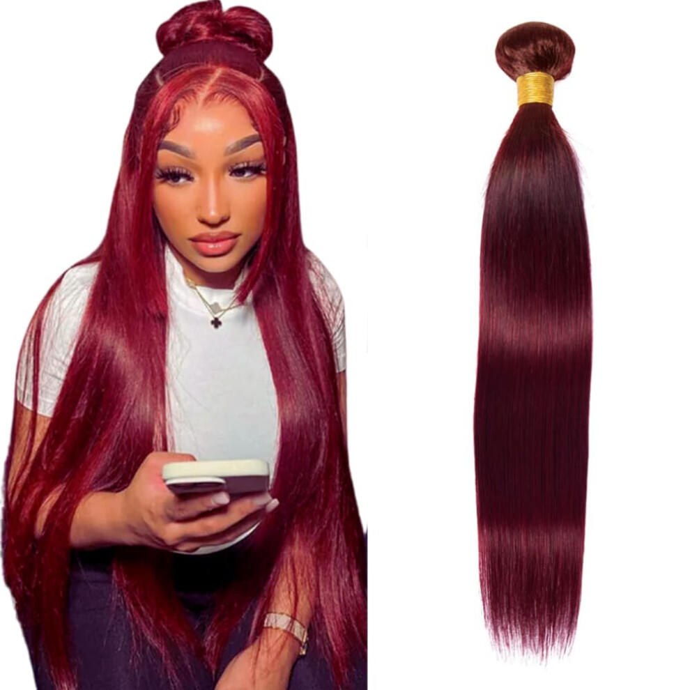 Unisex Red 99J Burgundy Human Hair Bundles 10 Inch Straight 15A Brazilian 100% Virgin Remy Hair