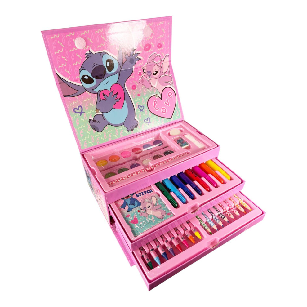 Disney Stitch Colouring Art Case Painting Kids Set Pink