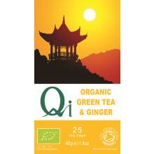 Qi Organic Green Tea with Ginger 40g 25 Bags