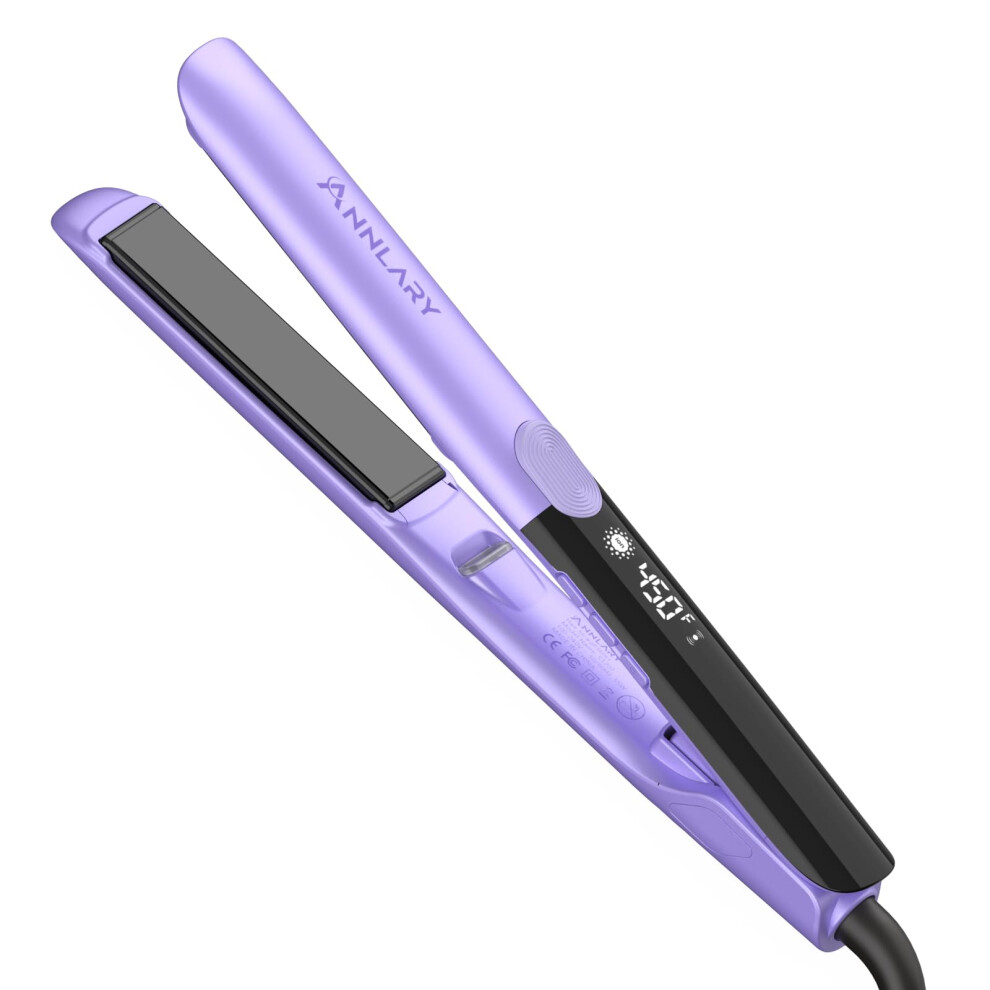Hair Straightener 1 Inch Titanium Ceramic Ionic Flat Iron 2 in 1 Styling Dual Voltage for Frizz Control