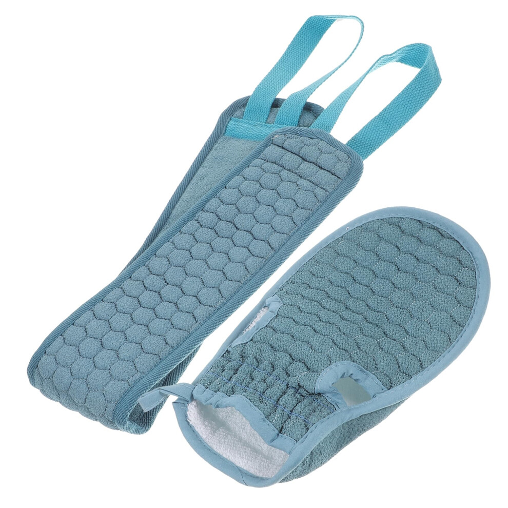 Exfoliating Bath Towel and Back Scrubber Set, Long Reach Design with Gentle Quick Dry Material