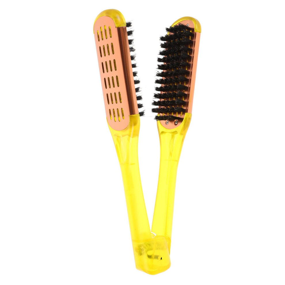 Hair Straightener Comb with DoubleSided Brush, Gentle Soft Bristles, NonSlip Handle, Aluminum Alloy