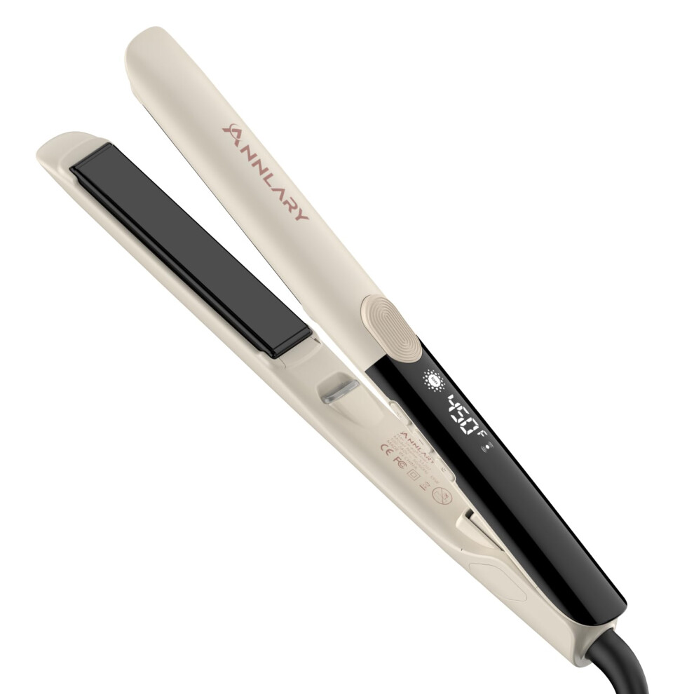 Hair Straightener 1 Inch Titanium Ceramic Ionic Flat Iron 2 in 1 Curler with Adjustable Heat Control