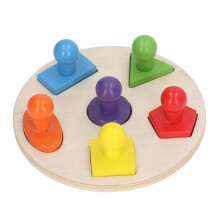 Puzzle di forme colorate in legno, tavola tonda di 18 cm in tiglio per l'apprendimento precoce