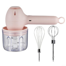 Cordless Rechargeable Electric Hand Mixer with Stainless Steel Whisk for Baking and Cooking Pink