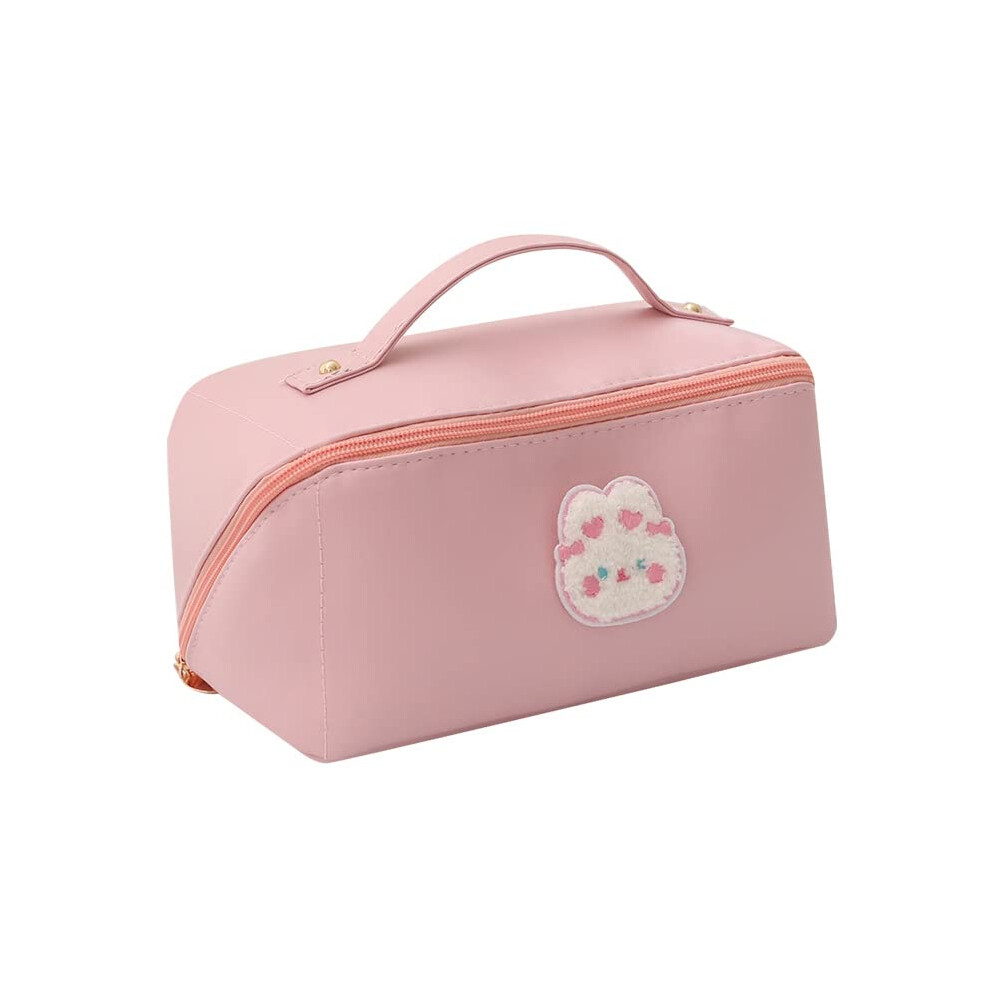 Pink Kawaii Cartoon Pattern Makeup Bag Y2k Cosmetic Bag Quilted Cotton Makeup Pouch Aesthetic Toiletry Bag