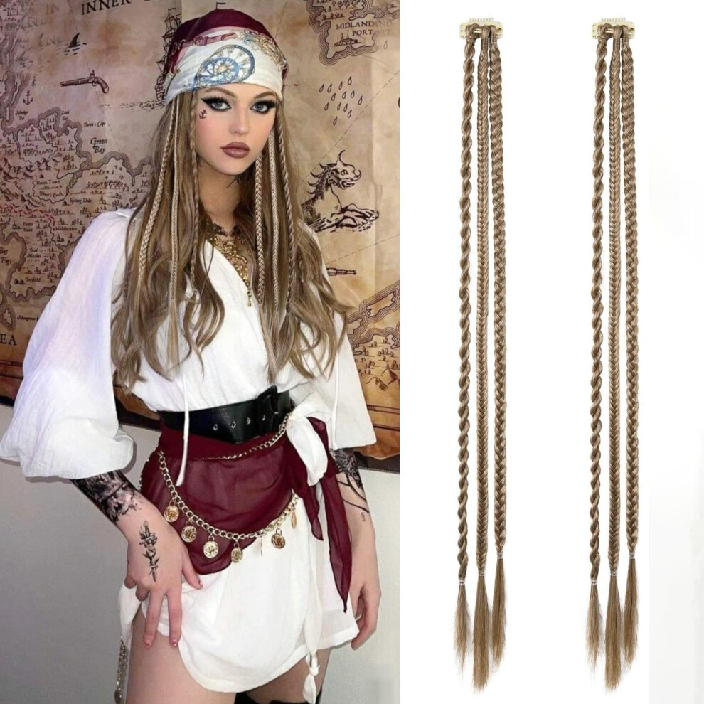 Clip in Braid Hair Extensions 22 Inch Synthetic Braided Hair Pieces with Secure BB Clips Set