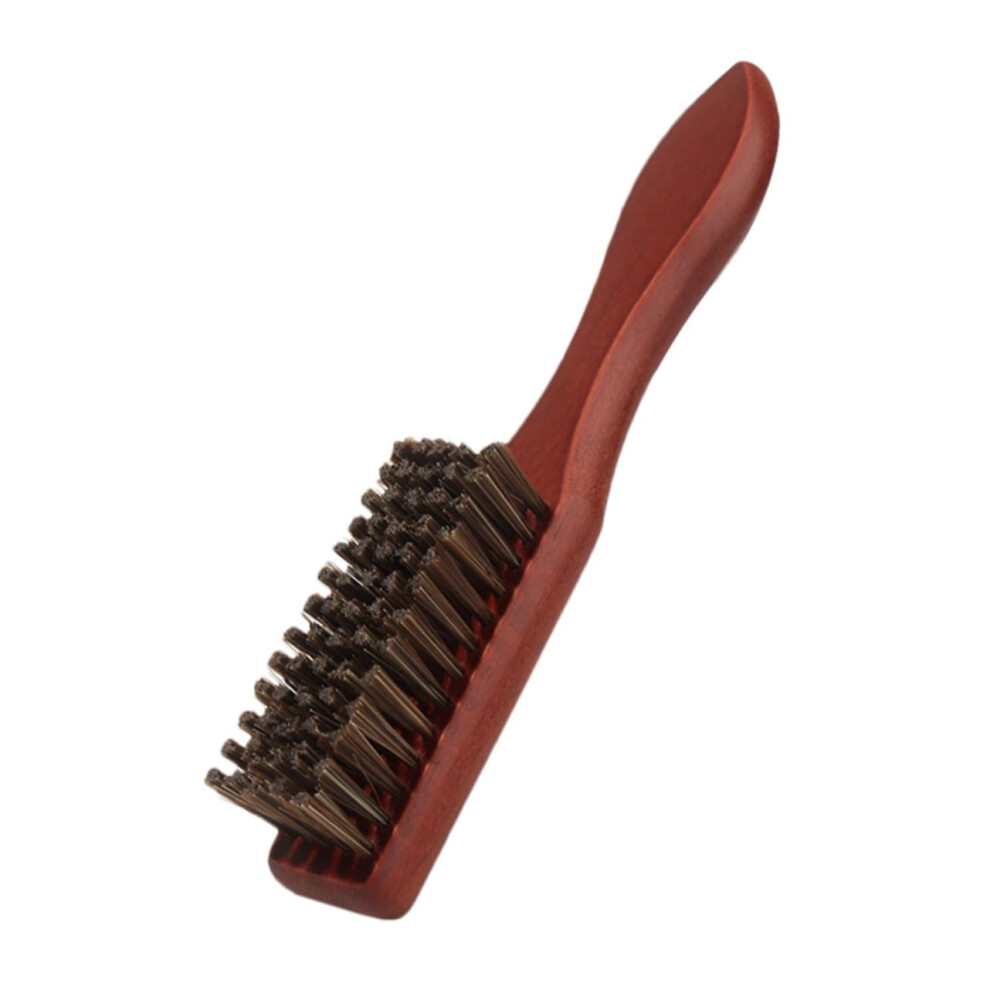 Brown Beard Brush And Neck Duster With Gentle Nylon Bristles And Ergonomic Wood Handle For Barbers