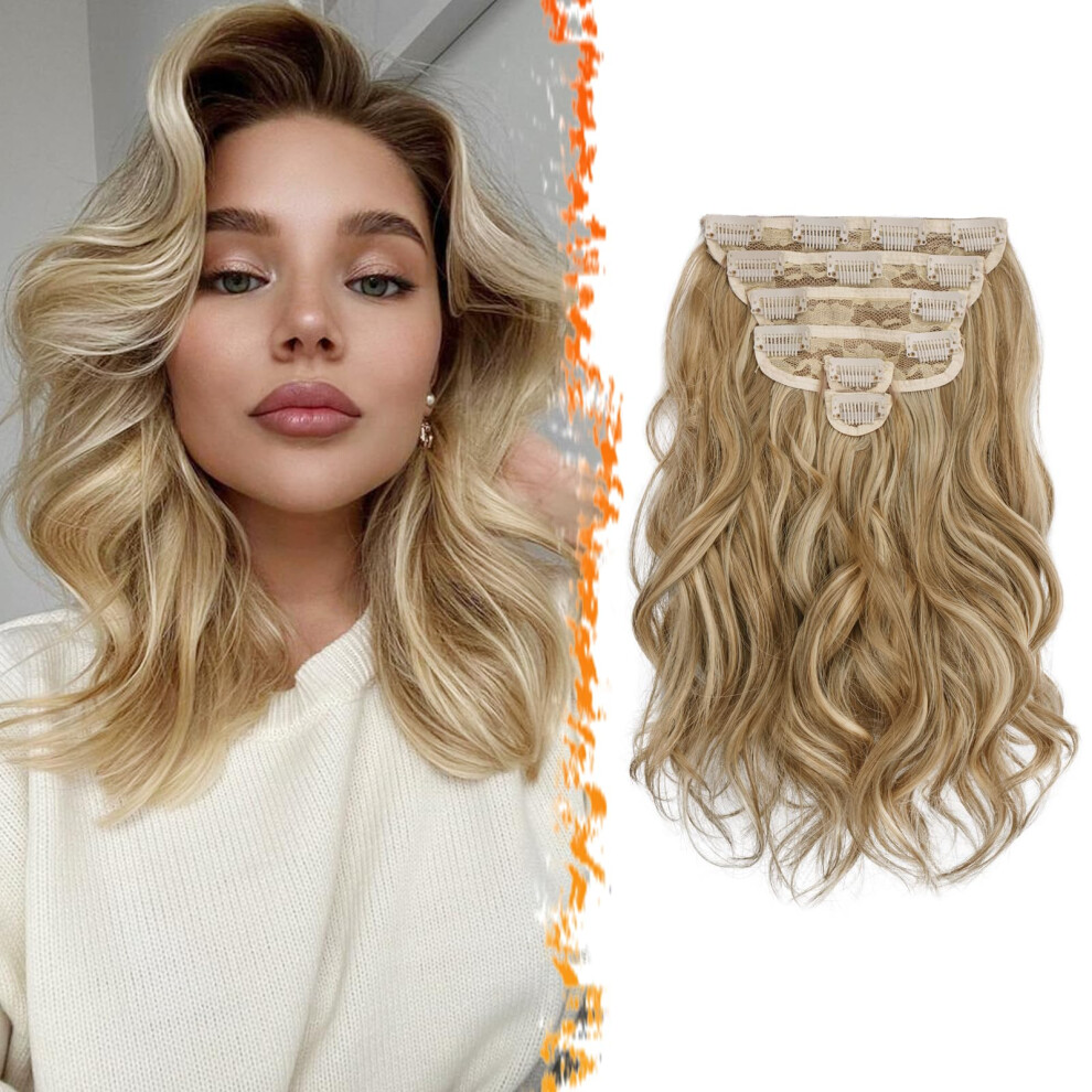 Unisex Blonde Clip In Hair Extensions Set With Straight And Wavy Hair Bun For Instant Volume Boost