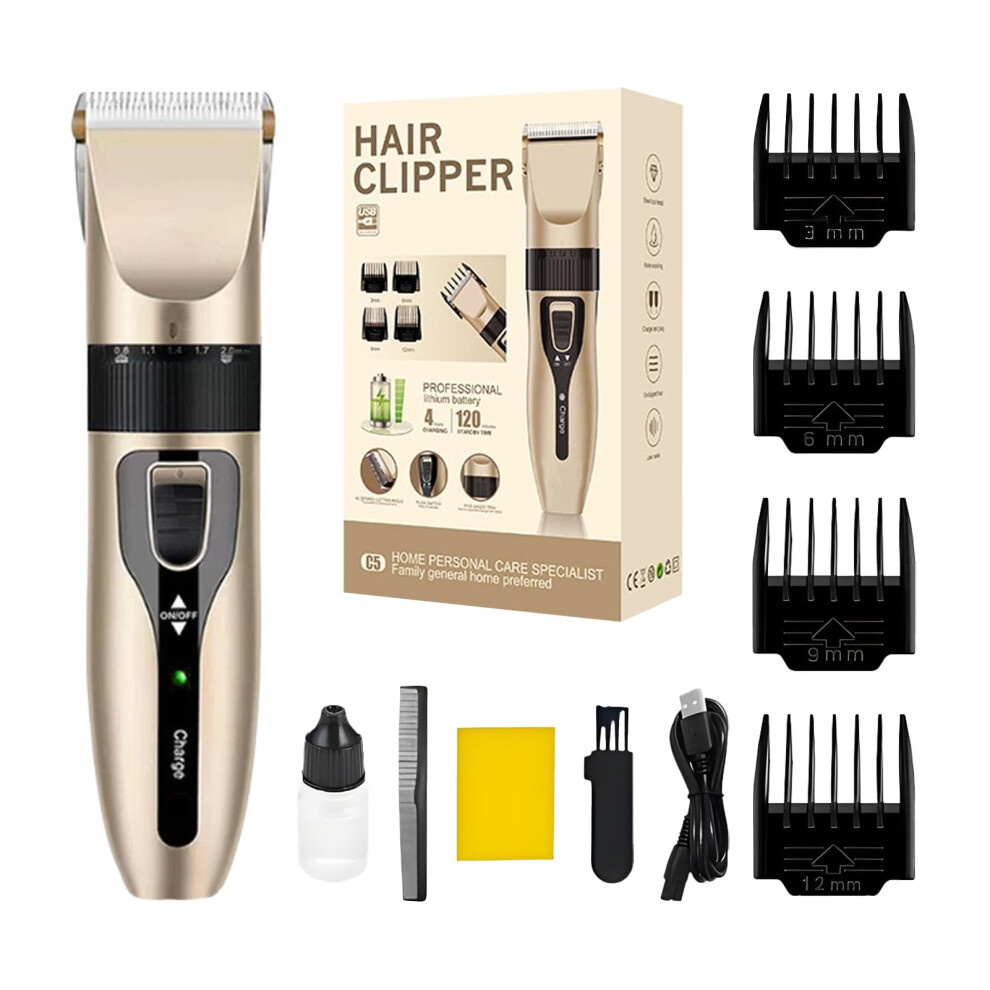 Cordless Hair Clipper and Beard Trimmer for Men, 4in1 Waterproof Grooming Kit with Long Battery
