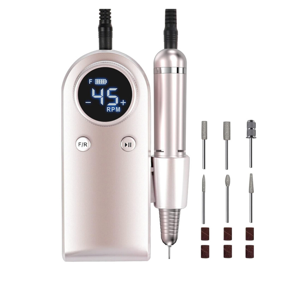 Electric Nail Drill 45000 RPM Speed Rechargeable File for Acrylic Nails Manicure Pedicure