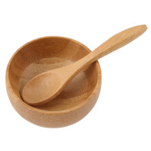 Natural Wooden Face Mask Mixing Bowl Set with Spoon for DIY Beauty and Skincare Treatments