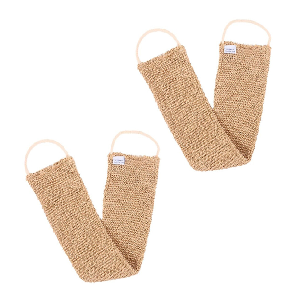 Back Scrubber 2pcs Ramie Jute Exfoliating Bath Towel with Long Strap for Full Back Reach and Smooth Skin