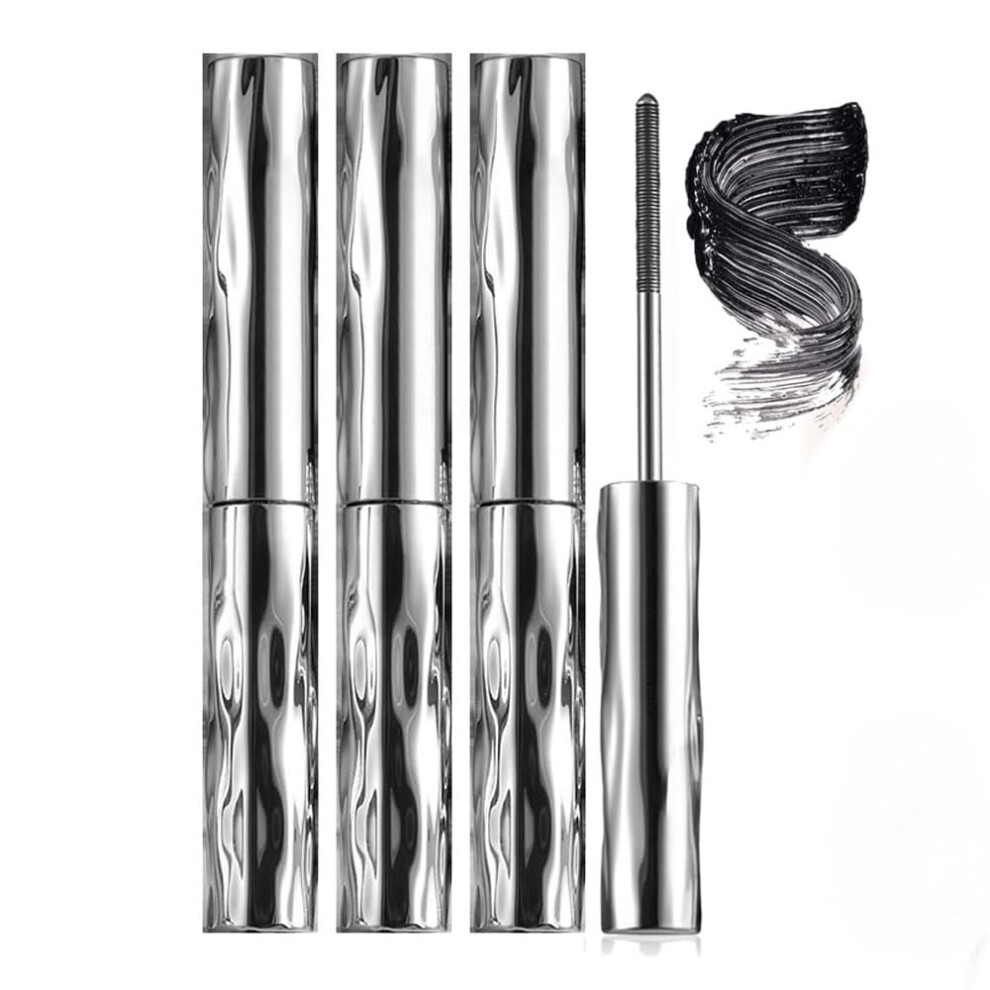 Waterproof Mascara and Volumizing Eyelash Primer Set, LongLasting 3D Curl, Smudge Black 3PC